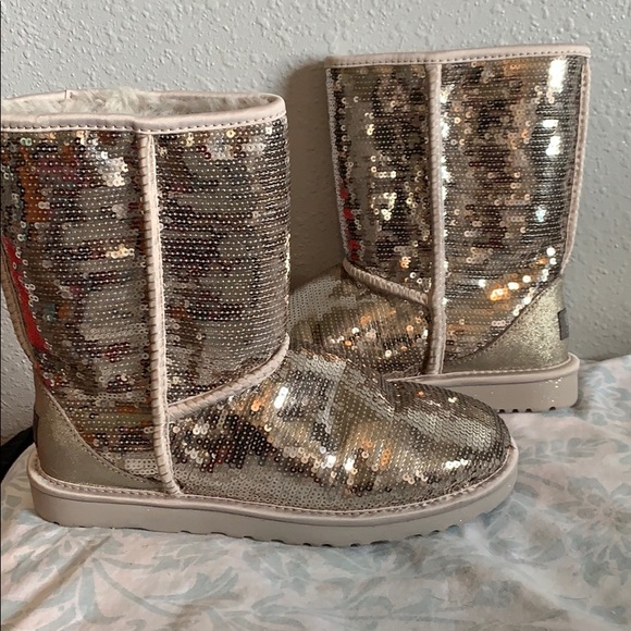 sequin uggs silver